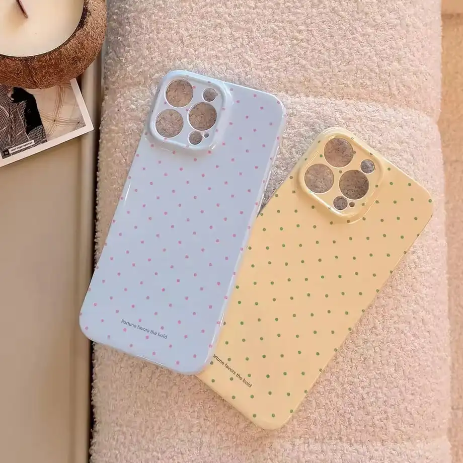 KoreanCutePolkaDotGlossyFilmHardPCPhoneCaseforXiaomiRedmiNote151312S1211S11109ProPlusMax4G5G