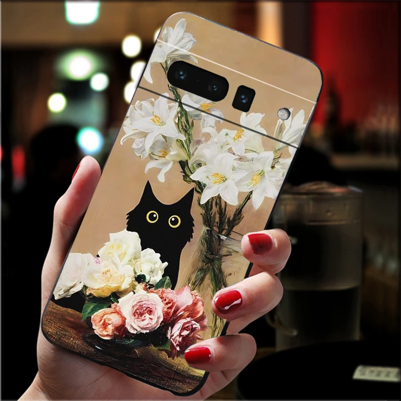 Retro Oil Painting Van-Gogh Cat Phone Case For Google Pixel 9 Pro XL 8 7 6 Pro Pixel 8A 7A 6A 4A 3A 3XL Pixel 8 7 6 5 4