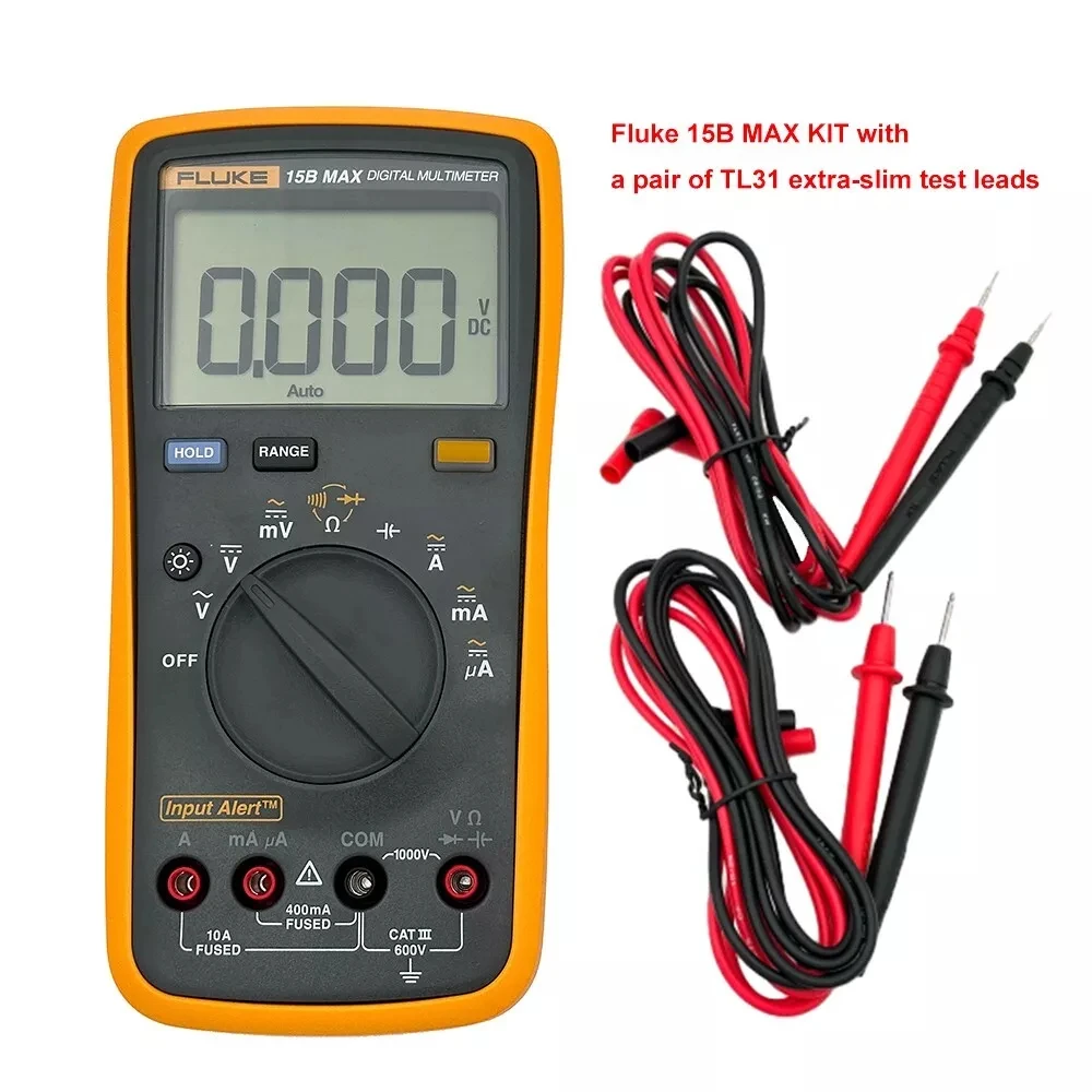 

Fluke 15B/17B MAX Digital Multimeter Audible/Visual Alarm CATIII 600V AC/DC
