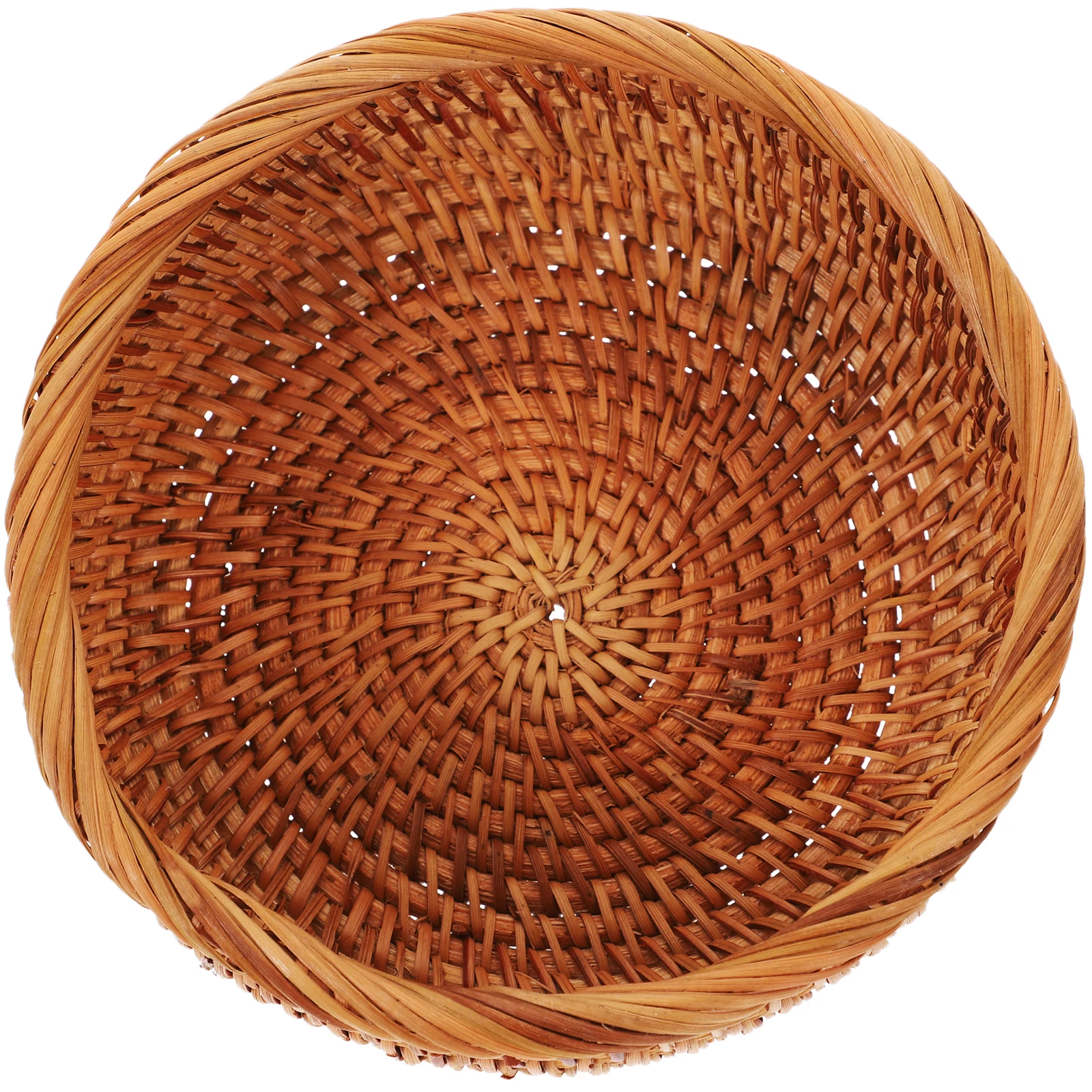 

Round Rattan Fruit Woven Storage Basket For Kitchen Home Decor Bread Snack Organizer Handmade Natural Fiber Food Holder