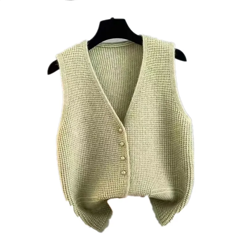 legant Knitted Vest Women Autumn Winter New Fashion V-Neck Cardigan Knitwear  Waistcoat Jacket Fashion Waistcoat Outerwear W795