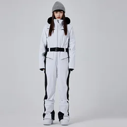 Traje de esquí de una pieza a prueba de viento para mujer, chándal de snowboard, traje deportivo de esquí, mono ajustado, ropa de nieve, 2025