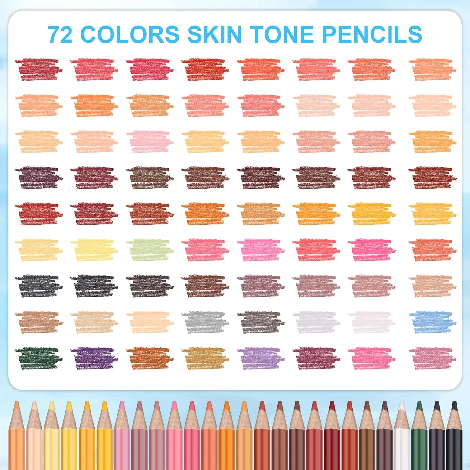 72 Skin Tones Colored Pencils, Portrait Set Oil Based Pre-sharpened Drawing Pencils for Beginner Adult Artist Coloring Book Draw