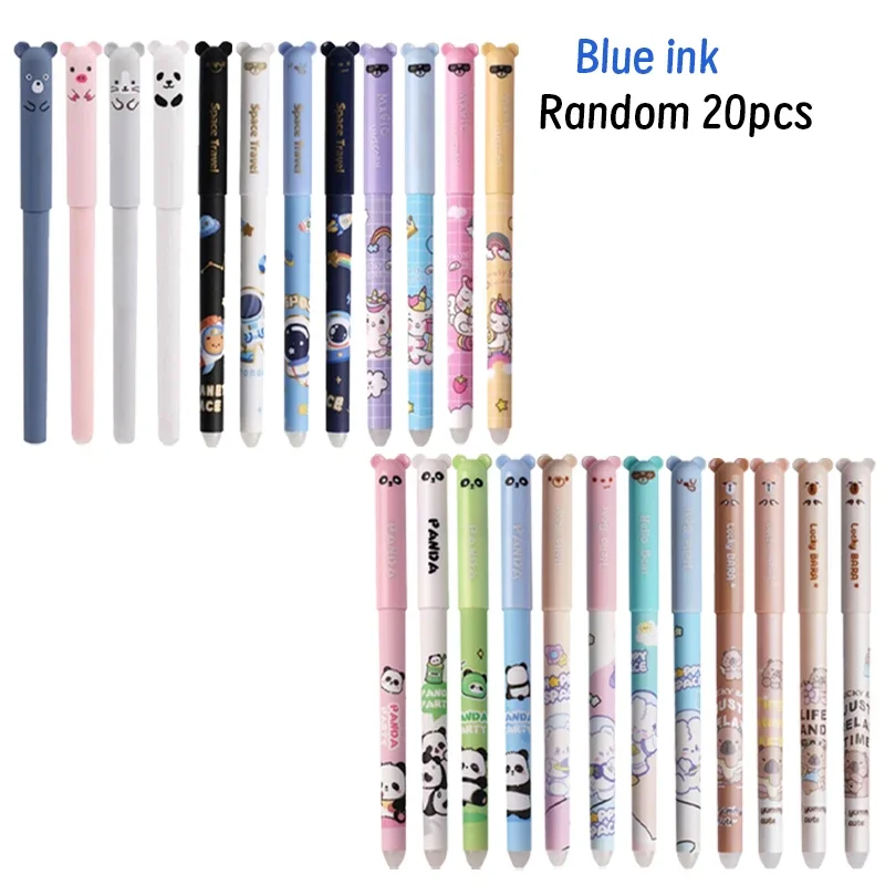 8/20 Pcs Cartoon Blue Ink Erasable Pen Astronaut Panda Rabbit 0.5mm Neutral Pen Writing Tool Sign Pen School Supplies
