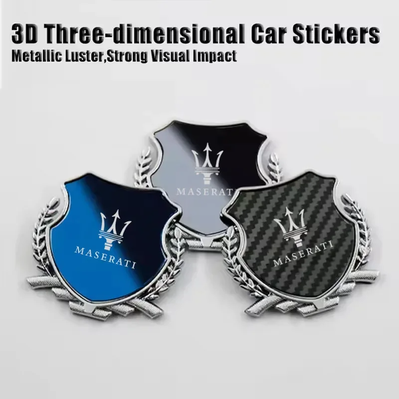 Emblema de lujo para guardabarros con logotipo láser de aleación de zinc para Maserati Quattroporte, Ghibli, Levante, Granturismo, GranCabrio, GT Coupe