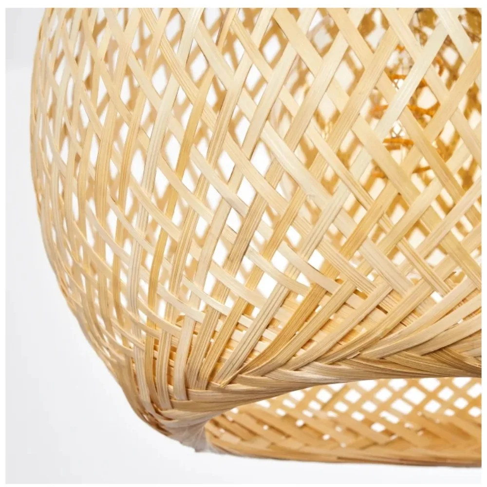 Bamboo Pendant Light Handmade Wicker Ceiling Lamp Rustic Hanging Light Fixture Boho Chandelier Dining Room Lighting Home Decor