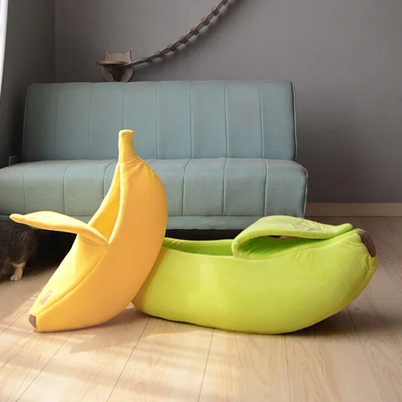 Warmes, bananenförmiges Hunde- und Katzenbett, gemütlicher Korb, Kissen für Welpen, Kätzchen, Zwinger, tragbare Haustier-Schlafmatte, Bett, Katzenbedarf – Detail 2