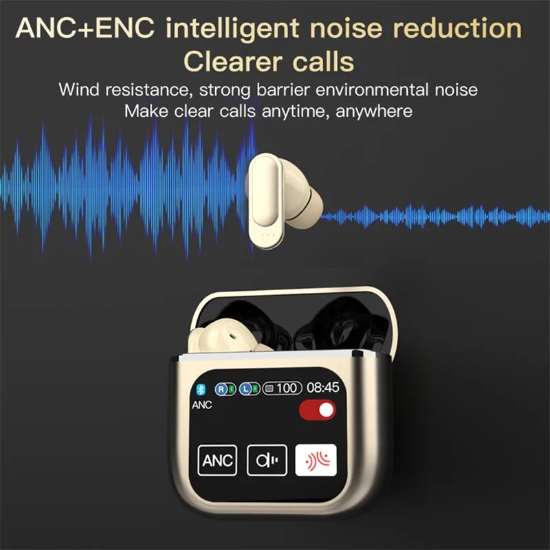 ANC+ENC Super Bass Earphones Neck Band Wireless Earphones Headphones Gaming in-ear Headphones With Touch Screen SE60 view 5