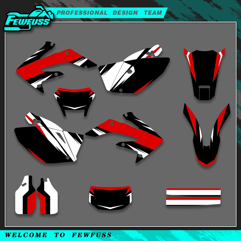 Fewfuss MOTO Complete Graphics Kit Custom Name Number 2004-2007 & 2008-2019 for Honda CRF250X Motorcycle Stickers Decals