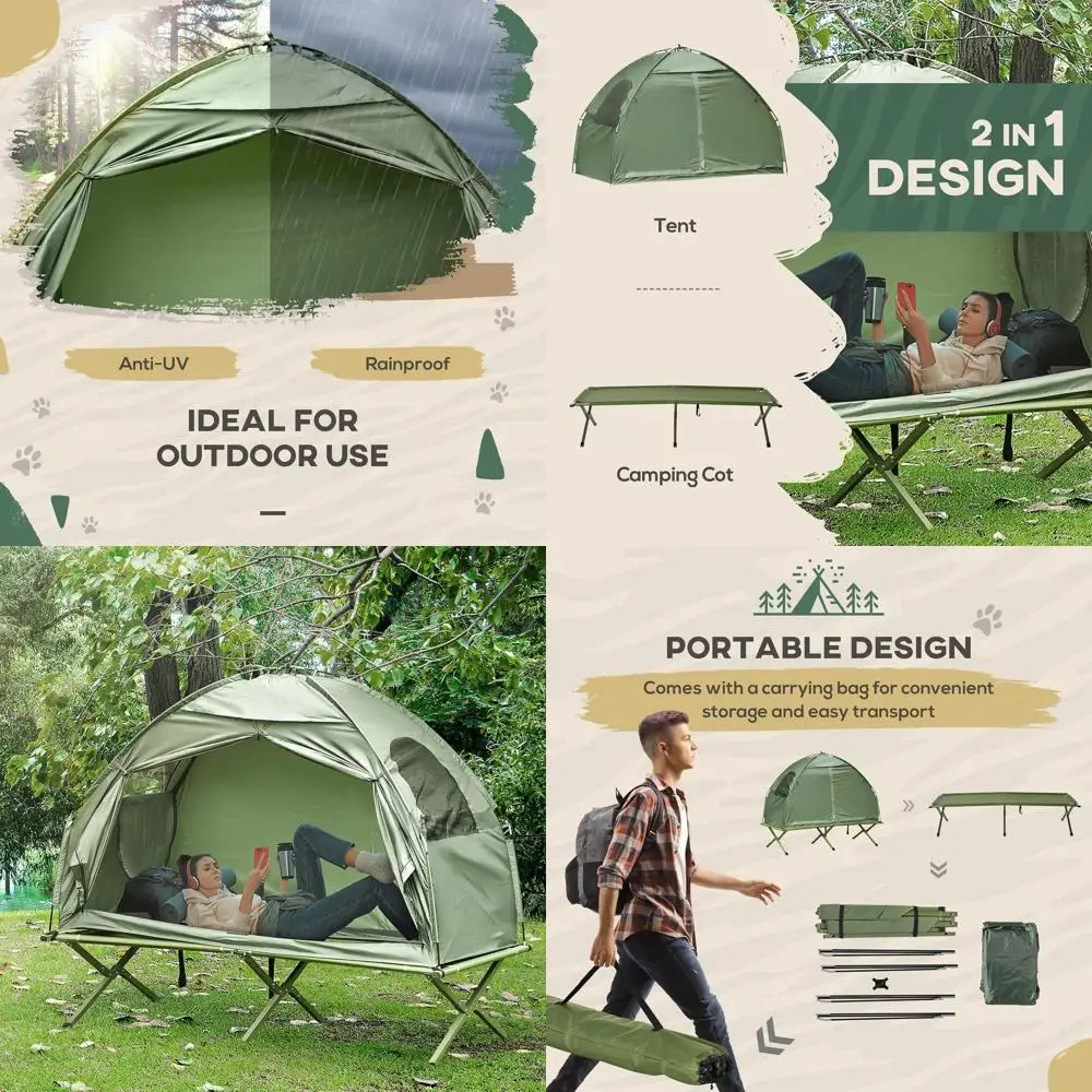 

Компактная складная палатка-кровать для кемпинга — легкая приподнятая кровать для улицы, грузоподъемность 225 фунтов, идеально подходит для пеших прогулок и кемпинга