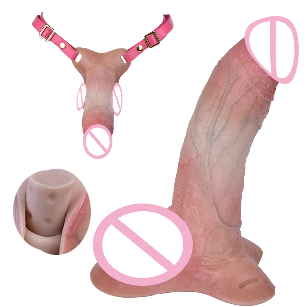 ORALSX Realistic Double Dildo For Lesbian Female Masturbator Anal plug Big Penis WIth PU Leather Belt Adult SexToys Erotic Fun
