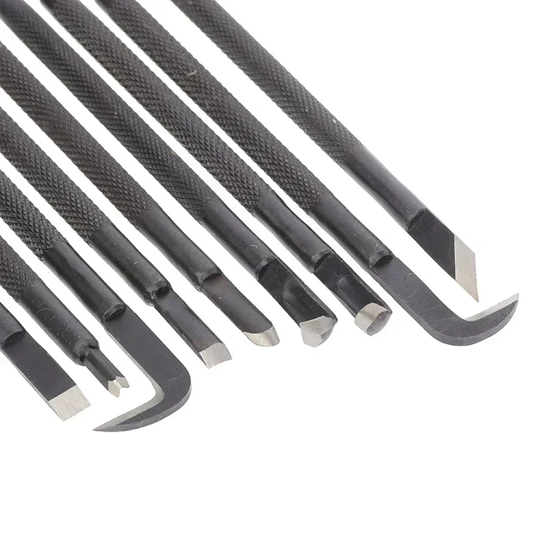 9Pcs Bonsai Carving Tool Set Forging Steel Carving Hooked Knife Kit Anti-slip Handle Garden Pruning Tools with Storage bag