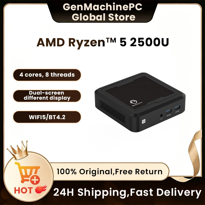 Mini Pc Gaming Mini PC DDR4 RAM WiFi 5 BT5.2 Compacto y Ideal Pc Gamer Genmachine Mini PC Windows 11 AMD Ryzen ™   5 2500U 2.0-3,6G