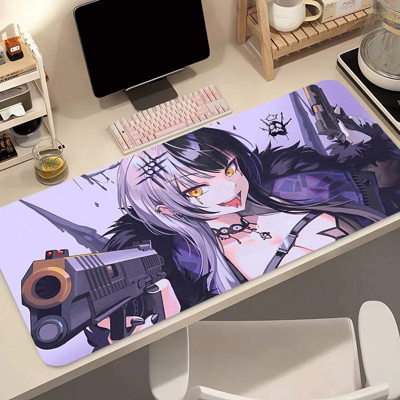 Extra Large Purple Hair Girl with Book Desk Mat, Non-Slip Rubber Base Gaming Mouse Pad for PC Laptop Office Home