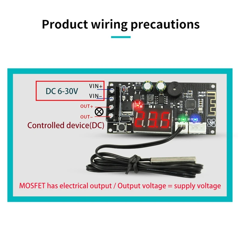 Remote WIFI Thermostat High Precision Temperature Controller Module Cooling And Heating APP Collection Easy To Use Black