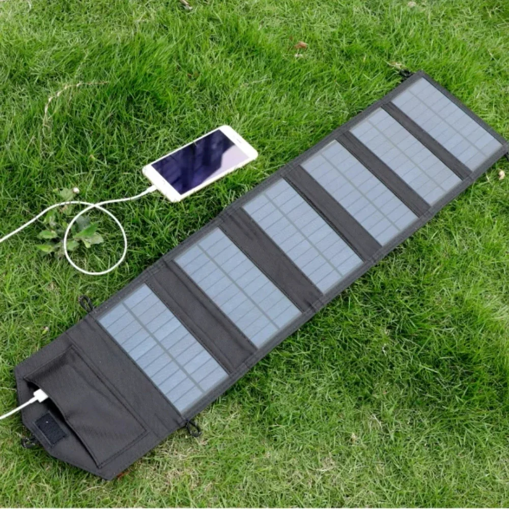 6 Fold Portable Solar Panel Charger USB 5V DC Power Bank for Outdoor Emergency Camping Travel Mobile Energy Kit Device