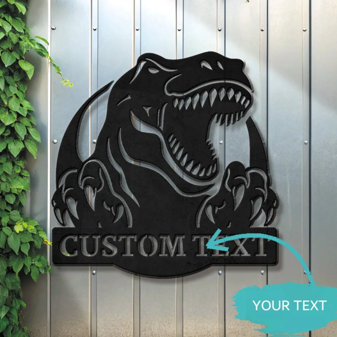 

Персонализированное металлическое настенное искусство T-Rex - винтажная вывеска динозавра, домашний офис, декор в виде мужской пещеры, уникальный подарок для любителей динозавров.