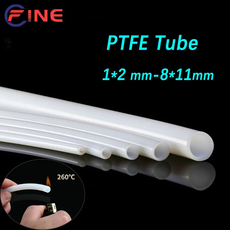 

White/Transparent PTFE Tube ID 1-8mm Insulated Hose Inadhesive Pipe Temperature Corrosion Resistance 3d Printer Part Pipe J-head