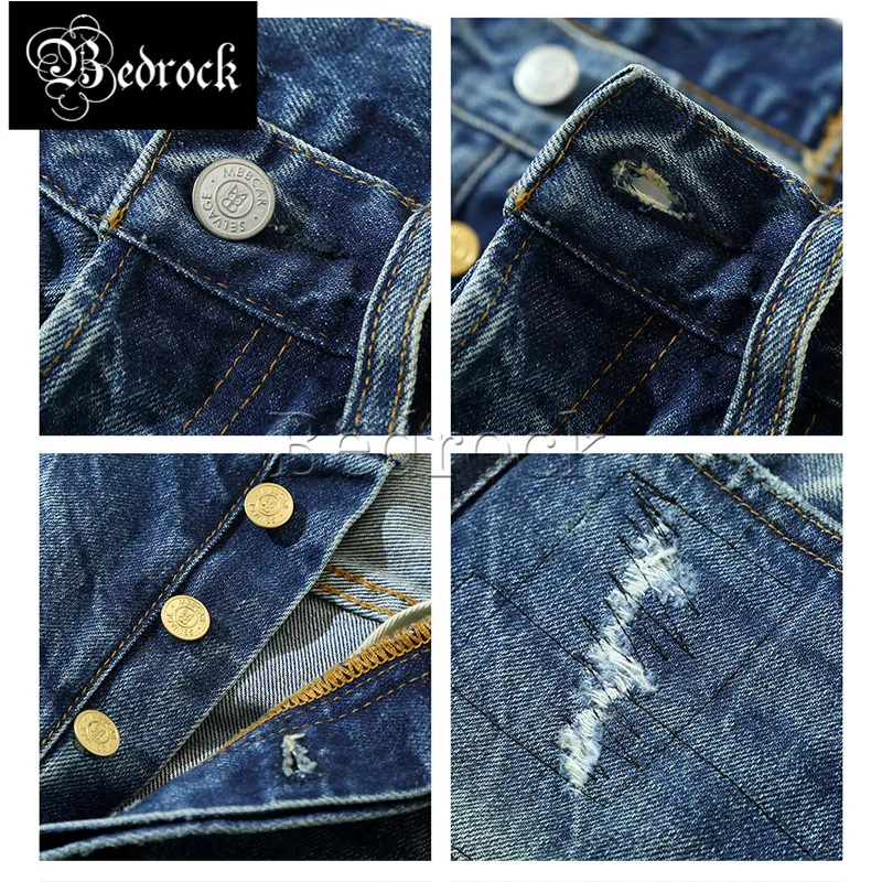 MBBCAR selvedge denim jeans for men 15 oz heavy washed hand sewn patch vintage cat whisker button fly loose straight jeans 7455