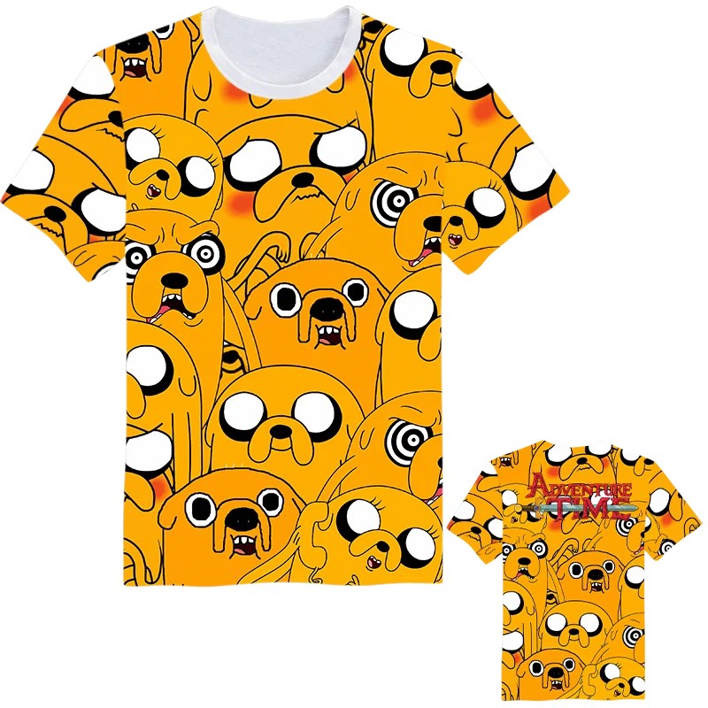 2024 New Summer Kids 3D Printed Cartoon Adventure Time Finn Jake T-shirt Short sleeved O-Neck T Shirts Boys And Girls Top