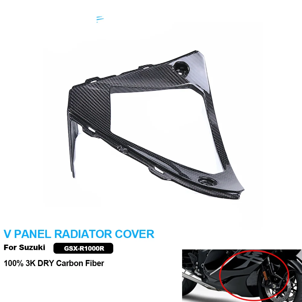 Acessórios para Motocicleta AKOSO 3K em Fibra de Carbono Seco, Tampa do Radiador V PANEL para Suzuki GSXR 1000 2017-2020