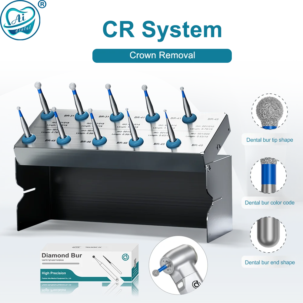 

CR System Dental Diamond Burs FG Dia 1.6mm Ball Type Drills for High Speed Handpiece Tooth Crown Removal Dentist Tool 10pcs/set