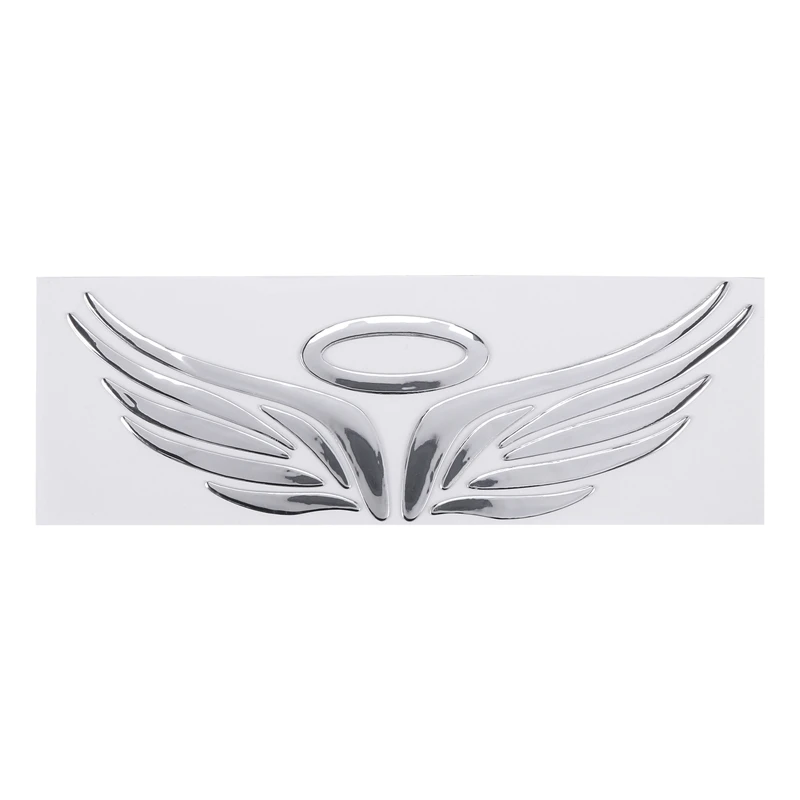 3D Chrome Angel Wing Sticker Decal Auto Car Emblem Decal Decoration Color Silver