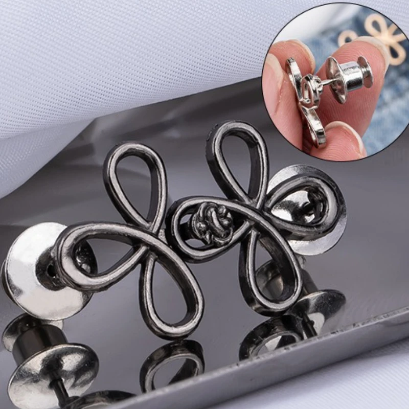 Reusable Flower Waist Button Fastener Adjustable Metal Jeans Buttons Waist Tightener Detachable Seamless Button for Pants Skirts