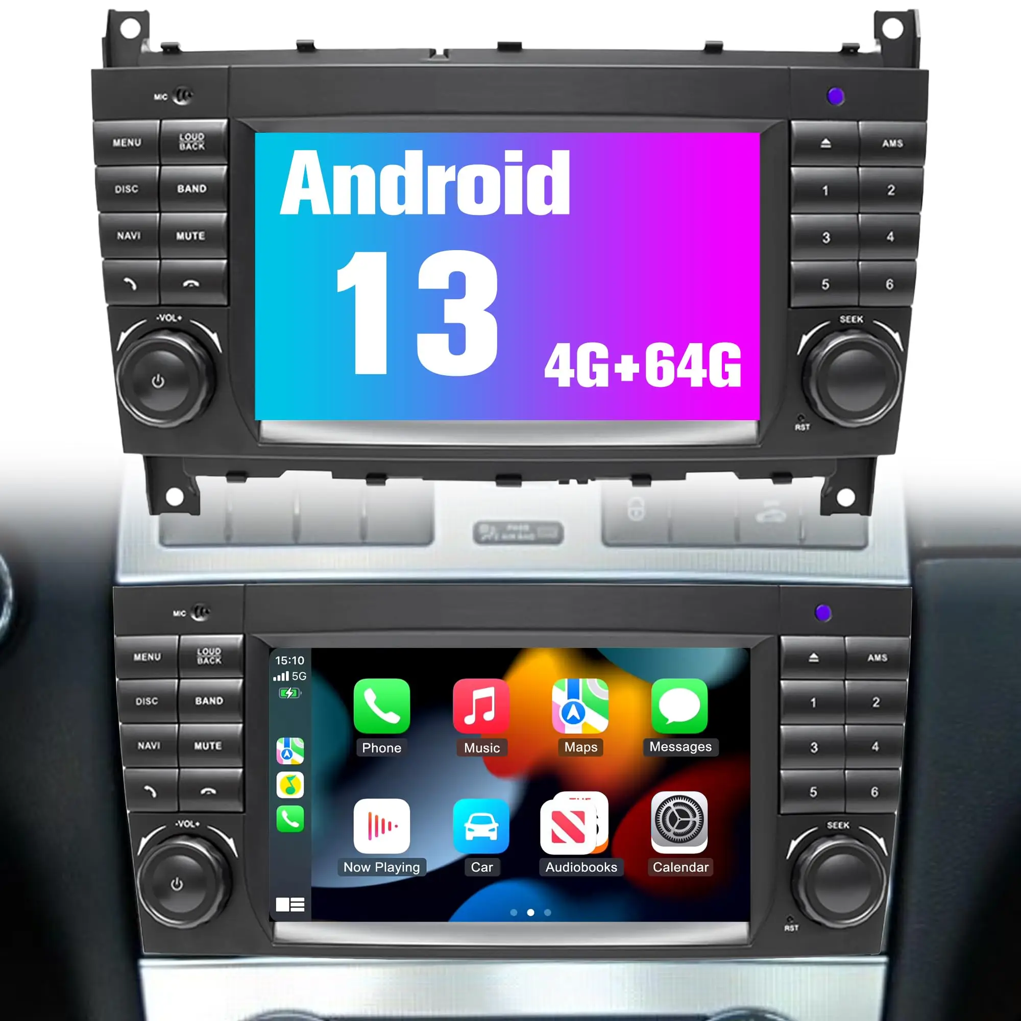 

7’’ Android car radio for Mercedes Benz W311 W315 [4+64G]Carplay Android Auto,Bluetooth, FM AM radio, SWC, rear camera, 4G, WIFI
