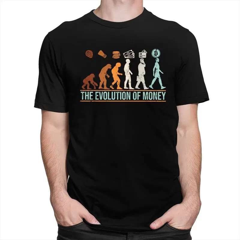 Custom Classic Evolution Of Money Bitcoin T Shirt Men BTC Crypto Coins T-shirt Streetwear Tee Tops Pure Cotton Oversized Tshirt