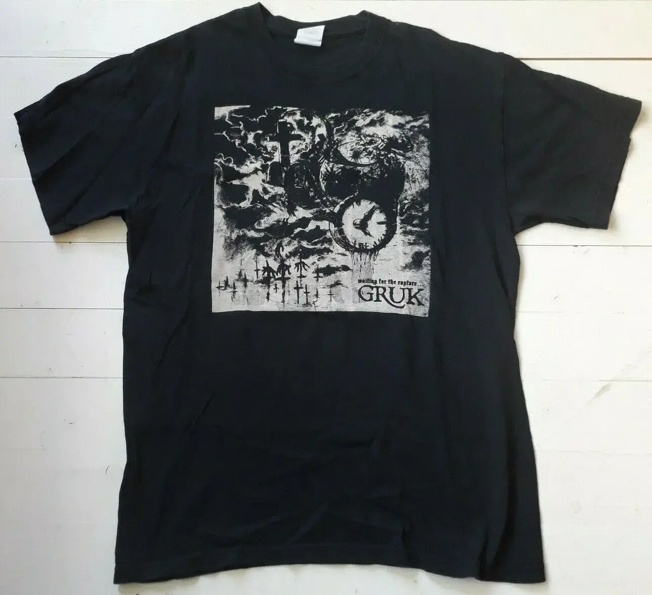 GRUK attendant le Rapture t-shirt Vintage M Hardcore Punk Tragédie serment LP