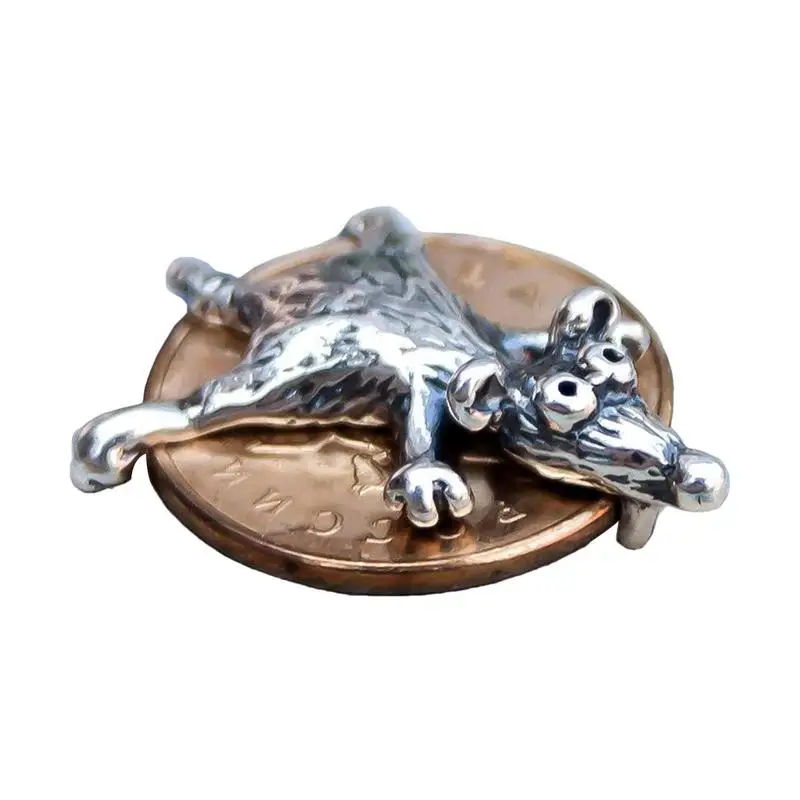 Alloy Mouse Amulet creative Attract Money Amulet Mouse on Coin Wealth-Boosting Charm for Wallet Hand Bag Collectible Xmas gift