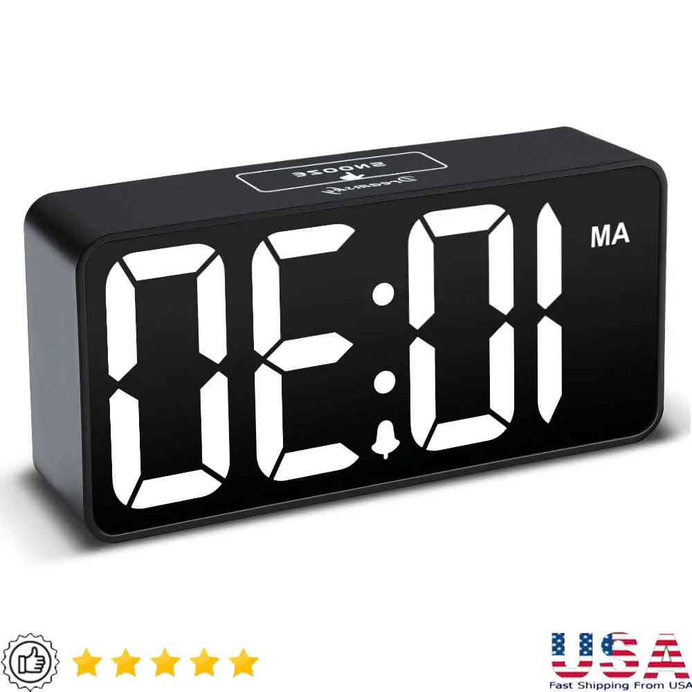 

Большой цифровой будильник с диммером яркости, зарядка через USB, простая установка, регулируемый звук, стол для спальни для пожилых людей