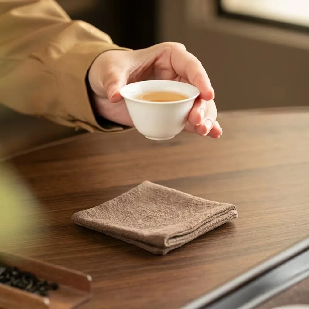 Zen Ramie Linen Tea Towel Hand Towels Multipurpose Cloth Kitchen Towel Coaster Kung Fu Teapot Mat Absorbent Towel Bread Baking