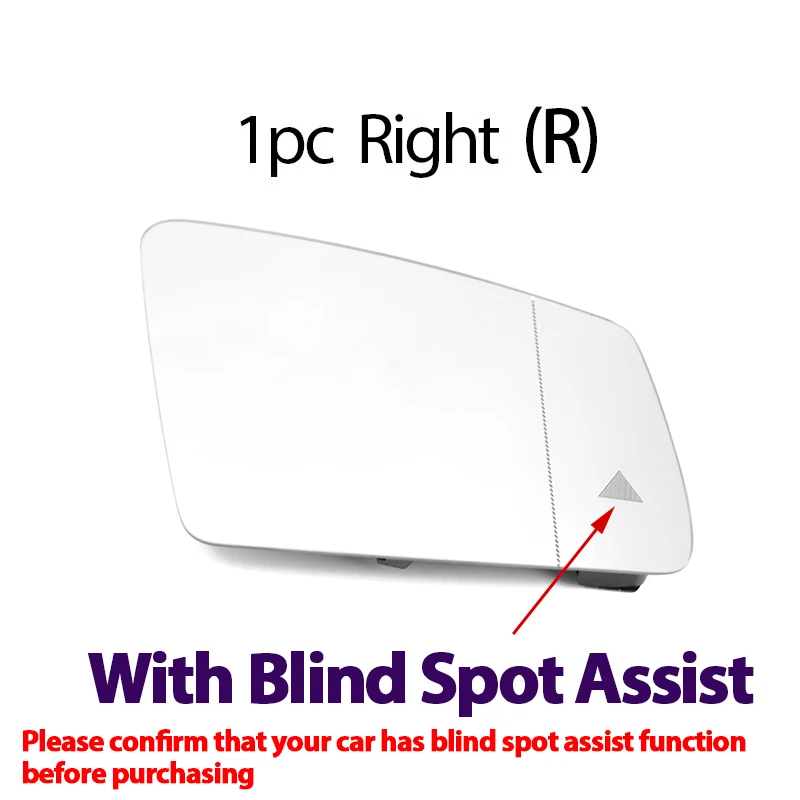 Heated Passenger Side Mirror Glass W/ Convex Warning – For Mercedes C/E/S/CLA/GLA (RH, Clip-On)