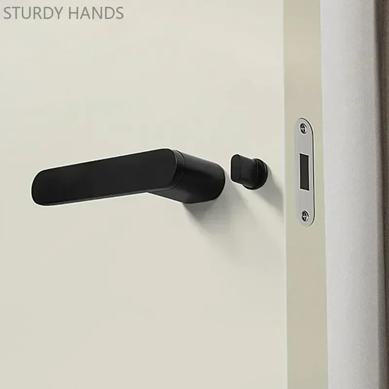 Bedroom Silent Magnetic Suction Door Lock Zinc Alloy Security Door Locks Indoor Wooden Door Handle Lockset Furniture Hardware