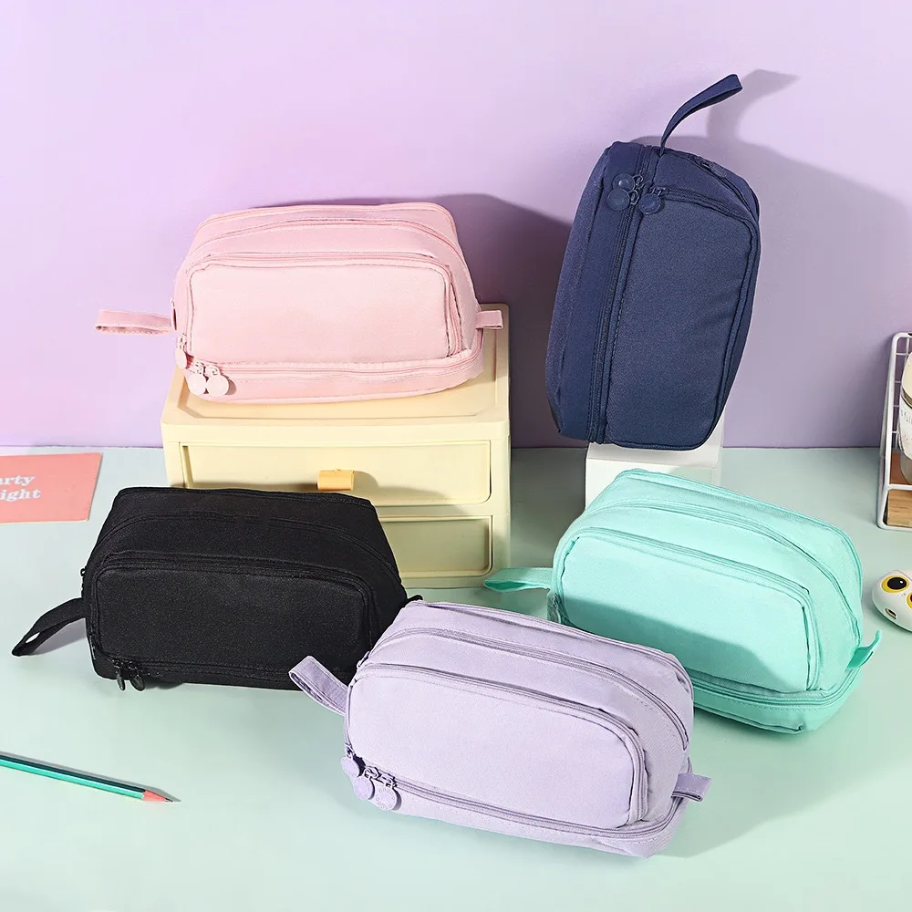

Large Capacity Pencil Case Bag Stationery Pen Bag Beauty Bag Portable Cosmetic Makeup Brush Organizer For School Office Supplies