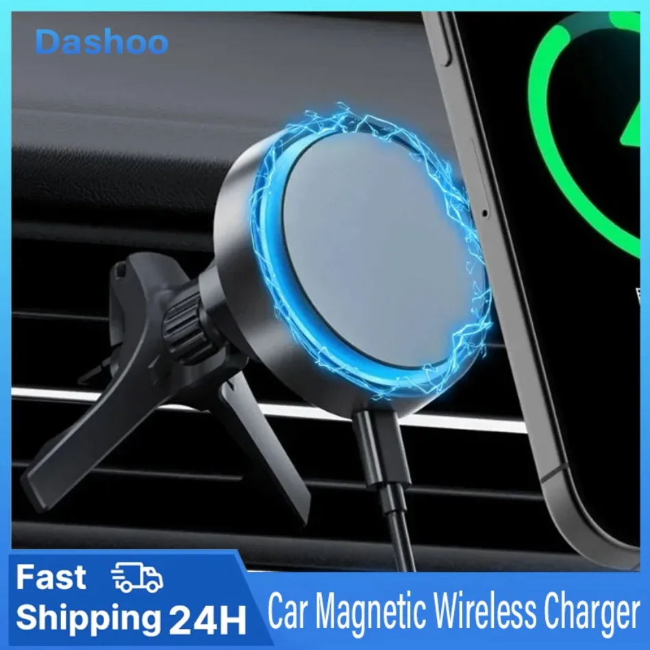 

Автомобильный магнитный светодиодный держатель для телефона с бликами, беспроводное зарядное устройство, подставка для iPhone 1716 15 14 13 12 Samsung Z Fold 7/Z Flip 7 6 с быстрой зарядкой