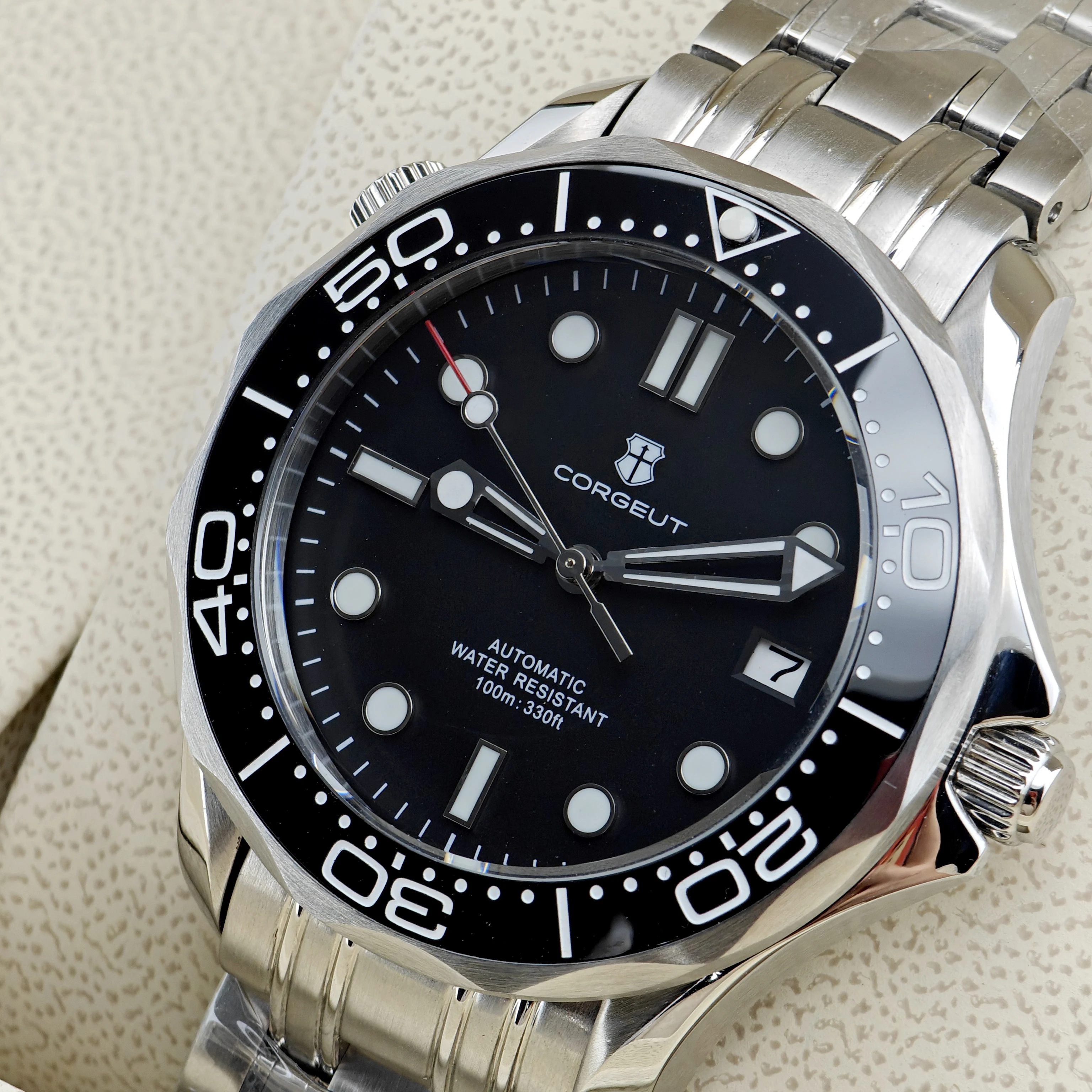 Herrlich Gefertigte 40mm Automatische Mechanische Herrenuhr mit CORGEUT NH35 Uhrwerk, Saphirglas, Taucheruhr Reloj – Detail 5