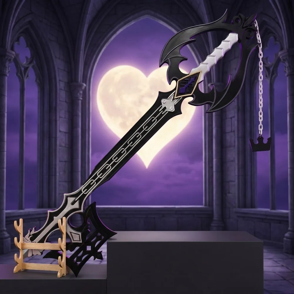 Kingdom Hearts 42in 108cm Black White Keyblade Plastic Ninja Knife Sabre Sword Safe Unsharpened Cosplay Prop Safe Unsharpened