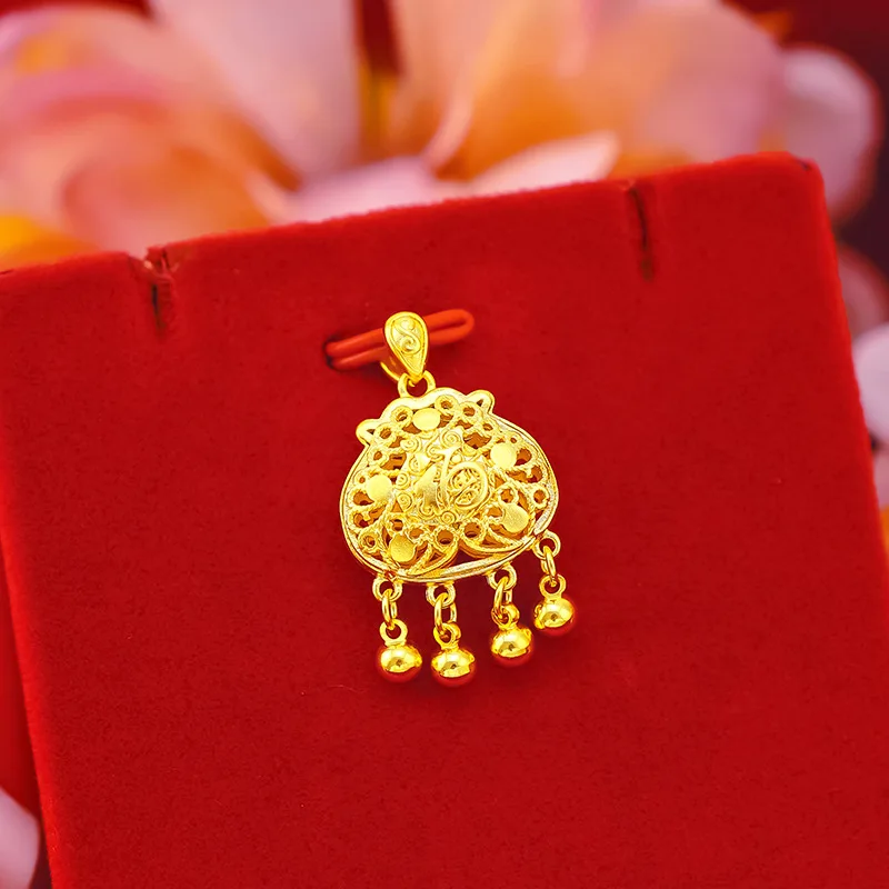 9999 Real Gold 24K Women's Lucky Bag Pendant Pure Gold Jewelry Hollow Money Bag Pendant Hollow hanging bead lucky bag pendant