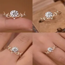 Lucky Fashion Crystal Deer Horn Ring Resizable Light Luxury Zircon Rings For Women Jewelry 2026 Trending New Accessories Anel