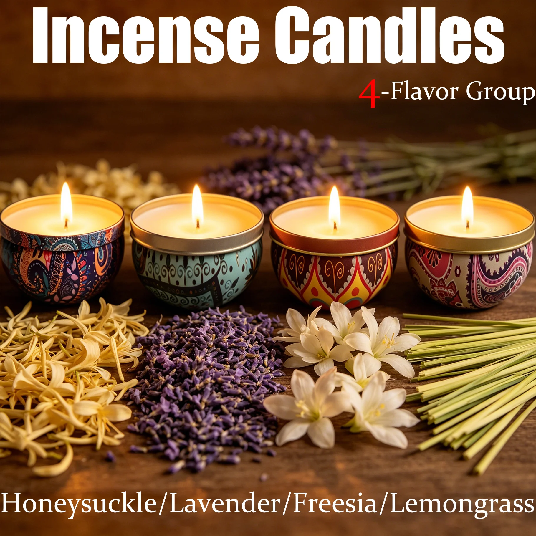 Home Fragrance Lemongrass - Teneke Kutuda Zarif Kokulu Mumlar, Hanımeli,