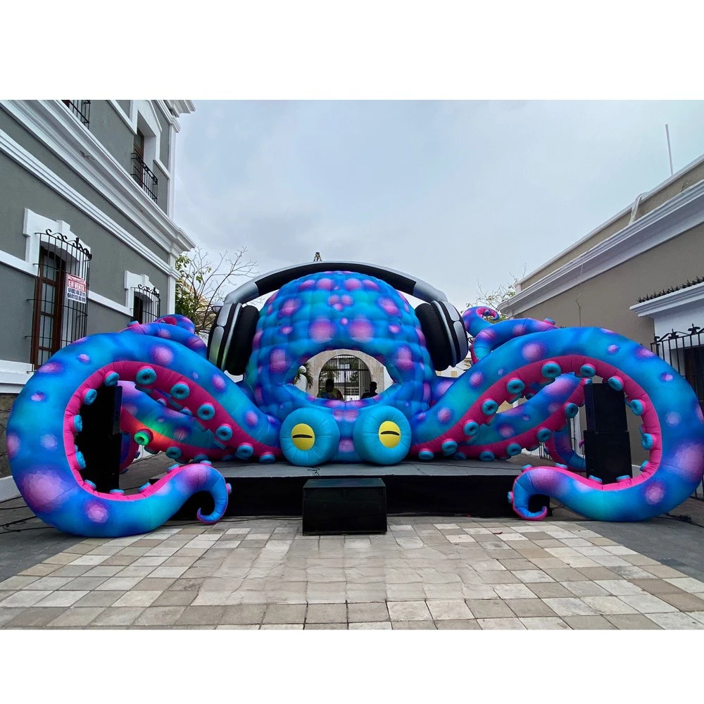 

10m Inflatable Giant Inflatable Octopus Dj Stage Booth Octopus With Blower For Ocean Event Decoration Free Air Shipping