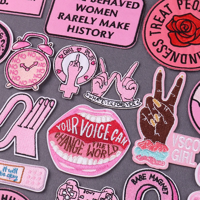 Feminism Patch Iron-On Patches For Clothing Stickers Pink Letter Embroidered Patches On Clothes Slogan Patches With Iron Badges