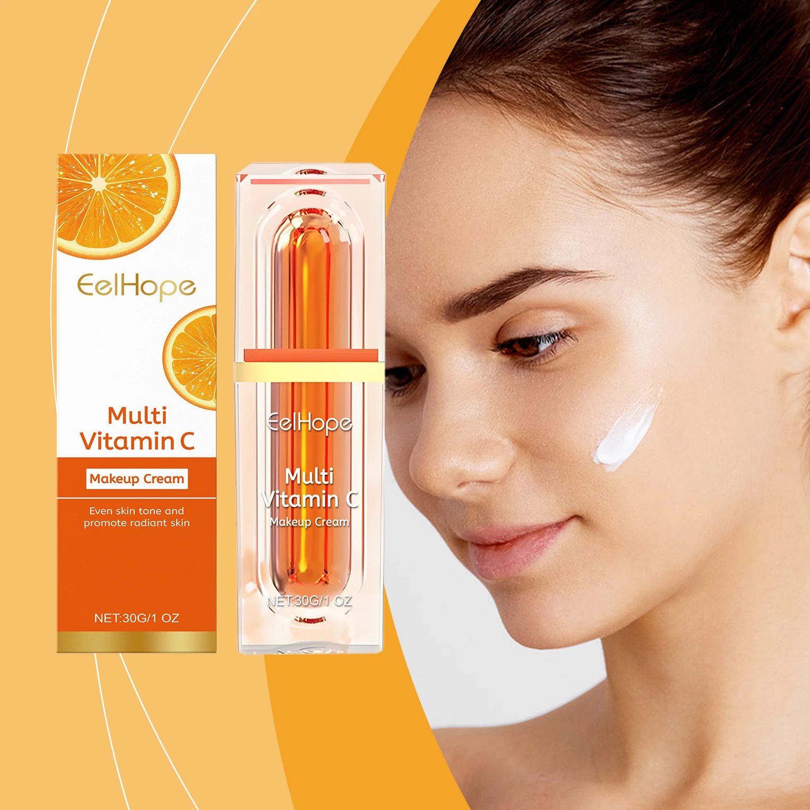 Multi Vitamin C Makeup Cream Enen Skin Tone Brightening Skin Glow Concealer Improve Skin Barrier Reduce Face Damaged Cream 30g