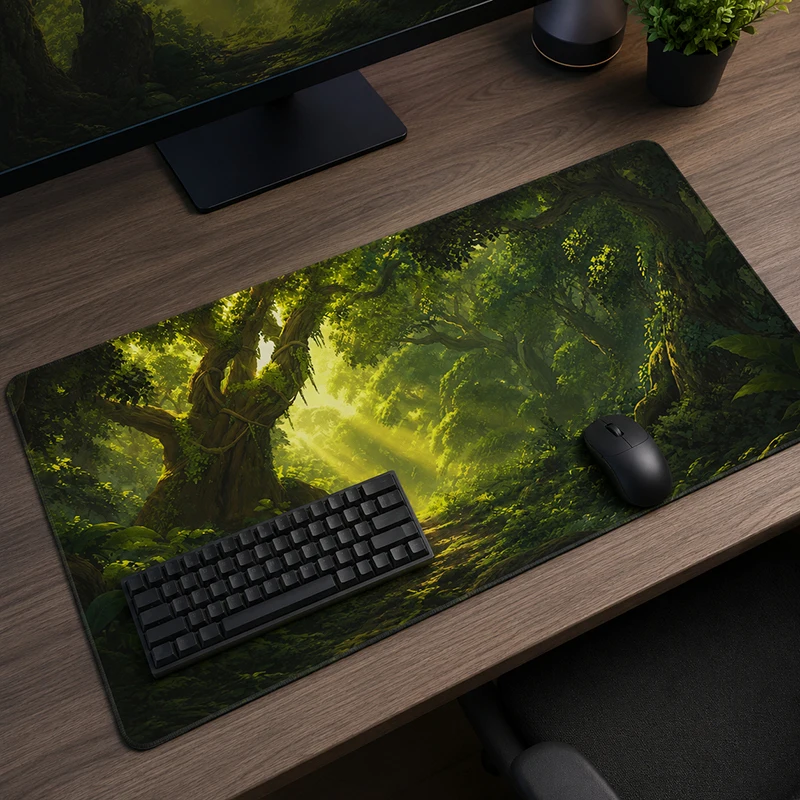 Sunlit Green Forest Mouse Pad Gaming XL Custom Home HD New Mousepad XXL Playmat Non-Slip Soft Office Computer Mice Pad