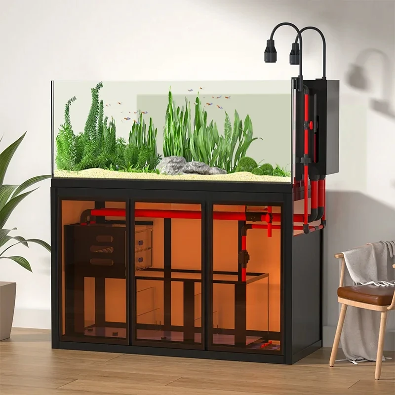 

Нижний фильтр для аквариума в гостиной, экологический ландшафтный дизайн, безводный резервуар для золотых рыбок