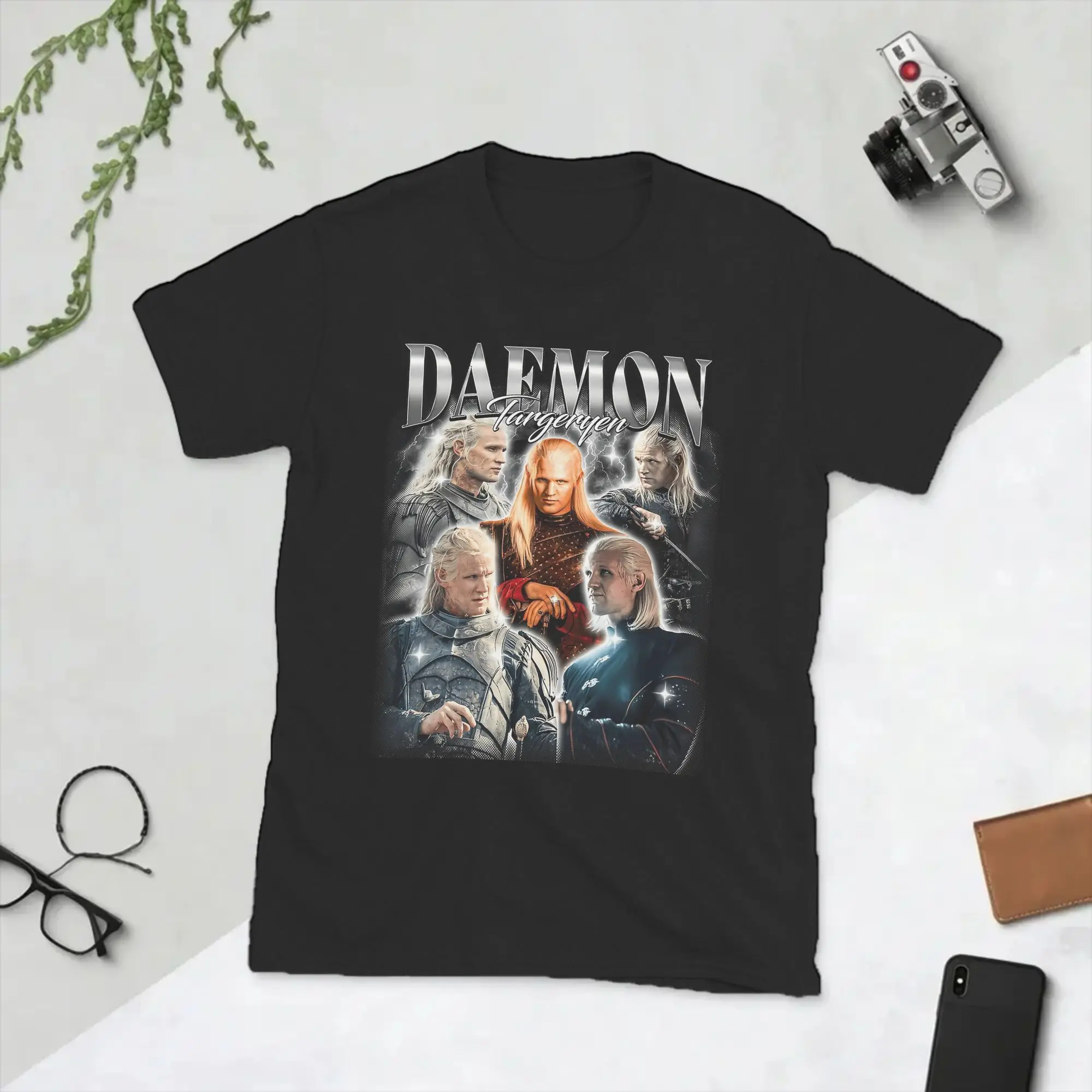 Men T-Shirt H-House of the D-Dragon Daemon Targaryen Funny 100% Cotton Tee Shirt Short Sleeve  T Shirts Crewneck Tops Plus Size