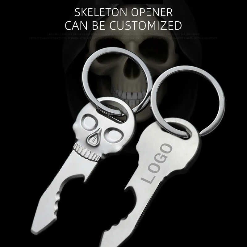 Creative Skull Metal Bottle Openers Laser Customized Personalized Logo Bar Tools Drink Bottle Opener Brewery Keychain Pendant